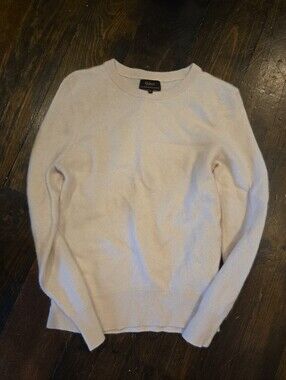 Quince Mongolian Cashmere Crewneck Sweater Lightweight Ivory Women Medium